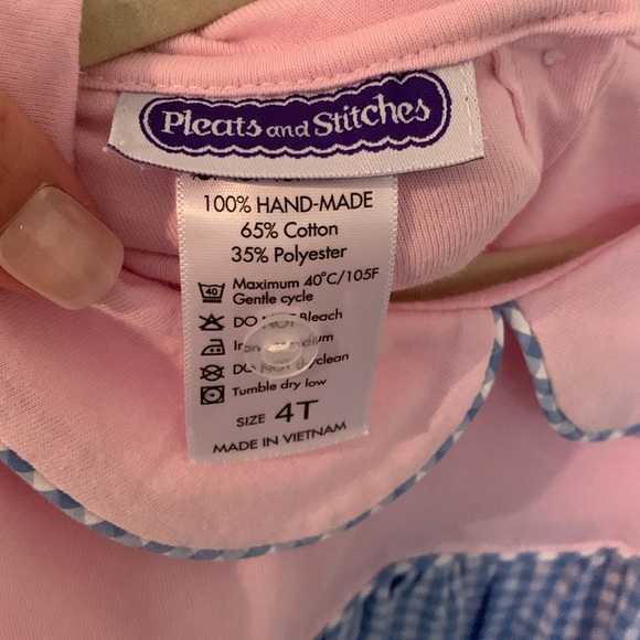 Blue Gingham Dress with Collar - Picture 2 of 3